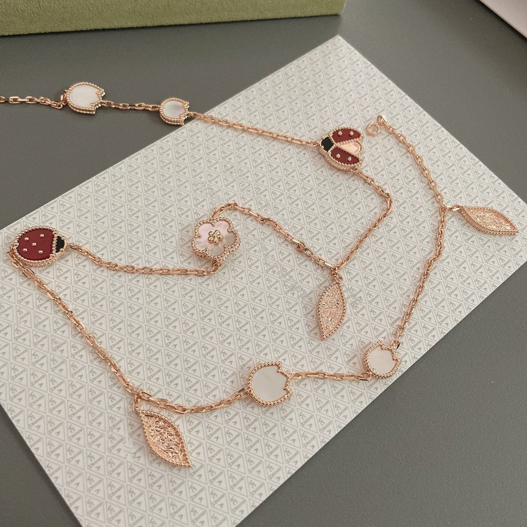 [Vellora-Opalyn]LUCKY SPRING 15 MOTIFS ROSE GOLD NECKLACE