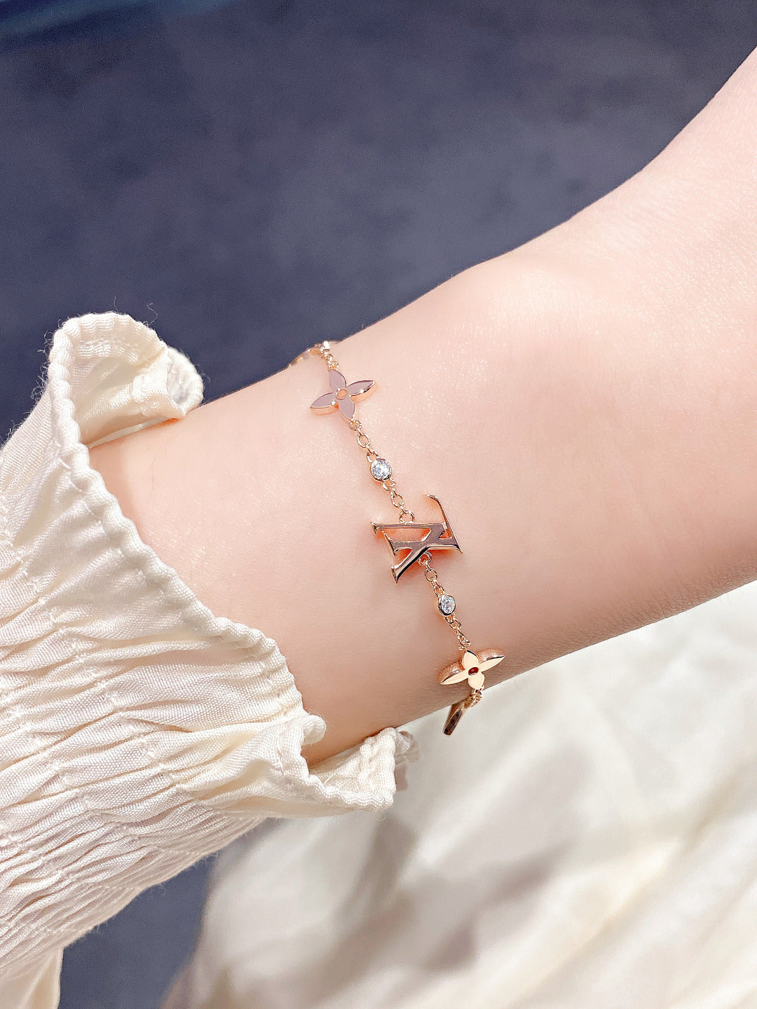 [Vellora-Opalyn]STAR AND SUN 7 MOTIFS GOLD BRACELET