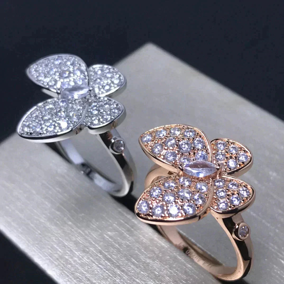 [Vellora-Opalyn]BUTTERFLY PINK GOLD DIAMOND RING