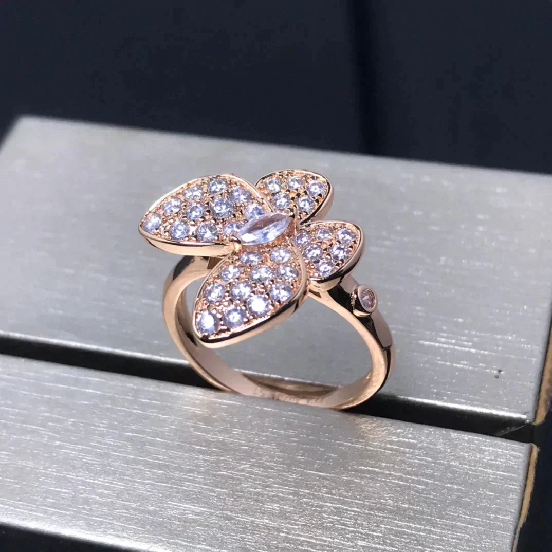 [Vellora-Opalyn]BUTTERFLY PINK GOLD DIAMOND RING