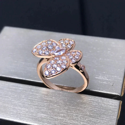 [Vellora-Opalyn]BUTTERFLY PINK GOLD DIAMOND RING