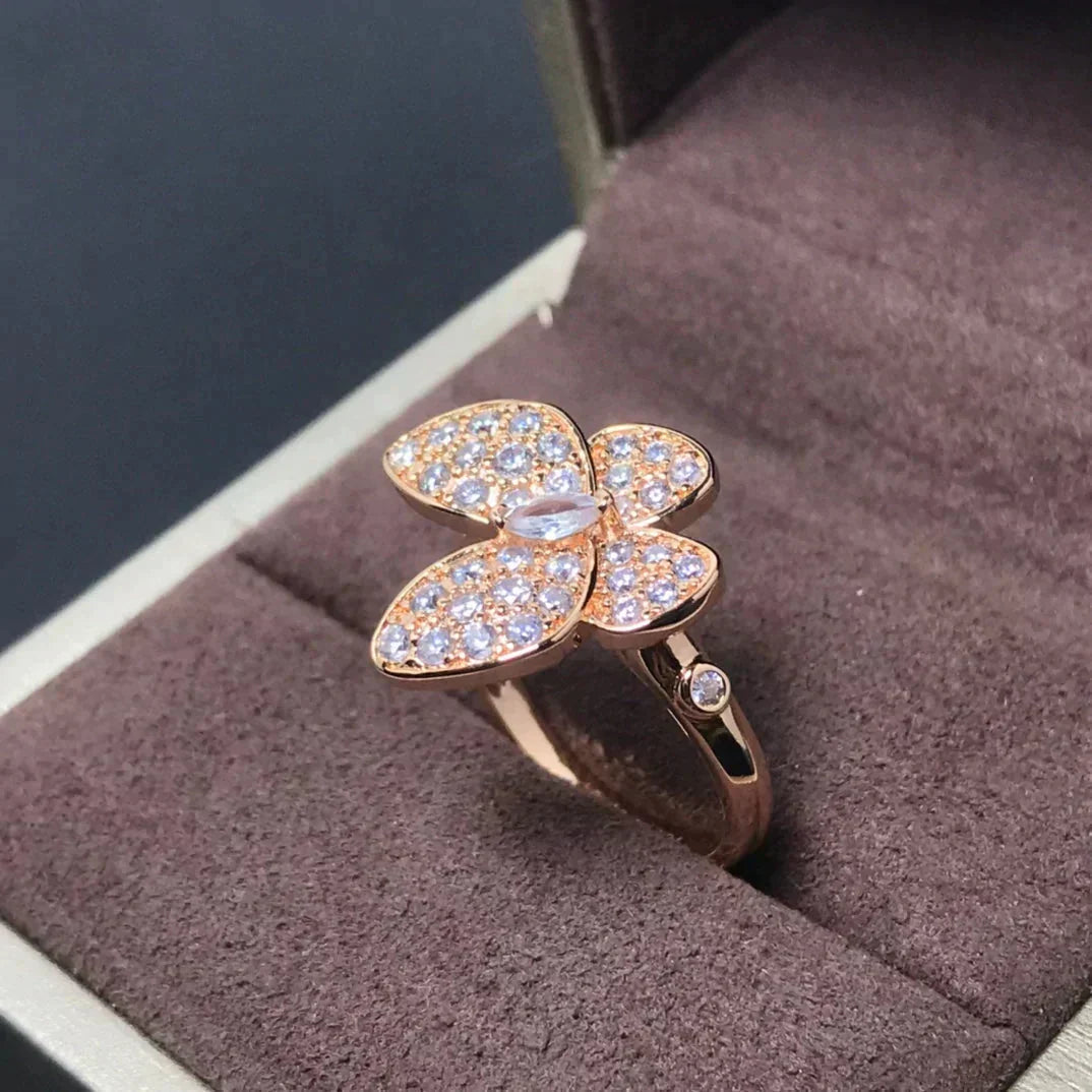 [Vellora-Opalyn]BUTTERFLY PINK GOLD DIAMOND RING