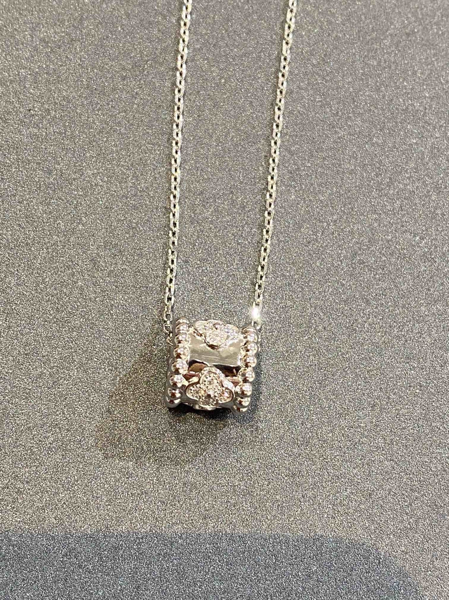 [Vellora-Opalyn]PERLEE PEDANT SIVLER DIAMOND NECKLACE