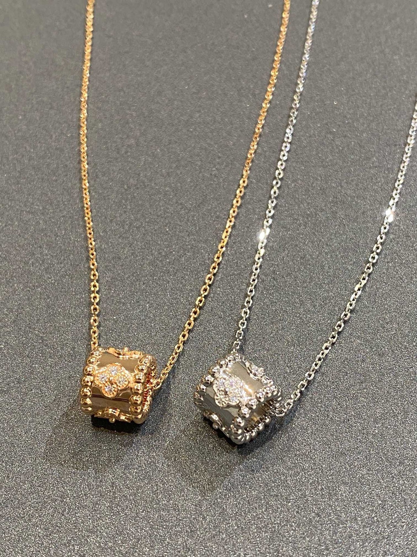 [Vellora-Opalyn]PERLEE PEDANT SIVLER DIAMOND NECKLACE