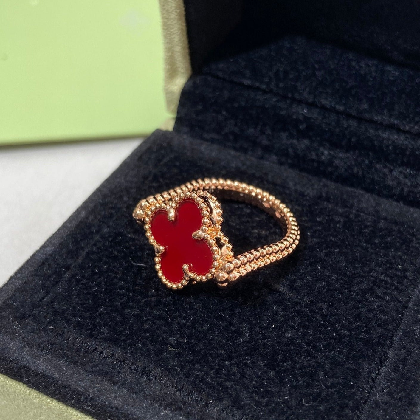 [Vellora-Opalyn]CLOVER RIVERSIBLE ROSE GOLD RING