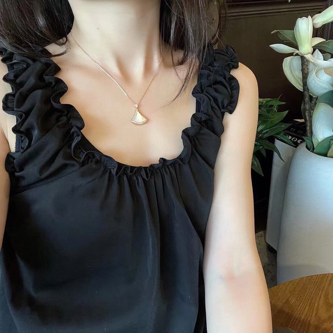 [Vellora-Opalyn]DREAM MOP DIAMOND PAVED PINK GOLD NECKLACE