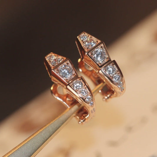 Vellora Opalyn SERPENT PINK GOLD DIAMOND EARRINGS