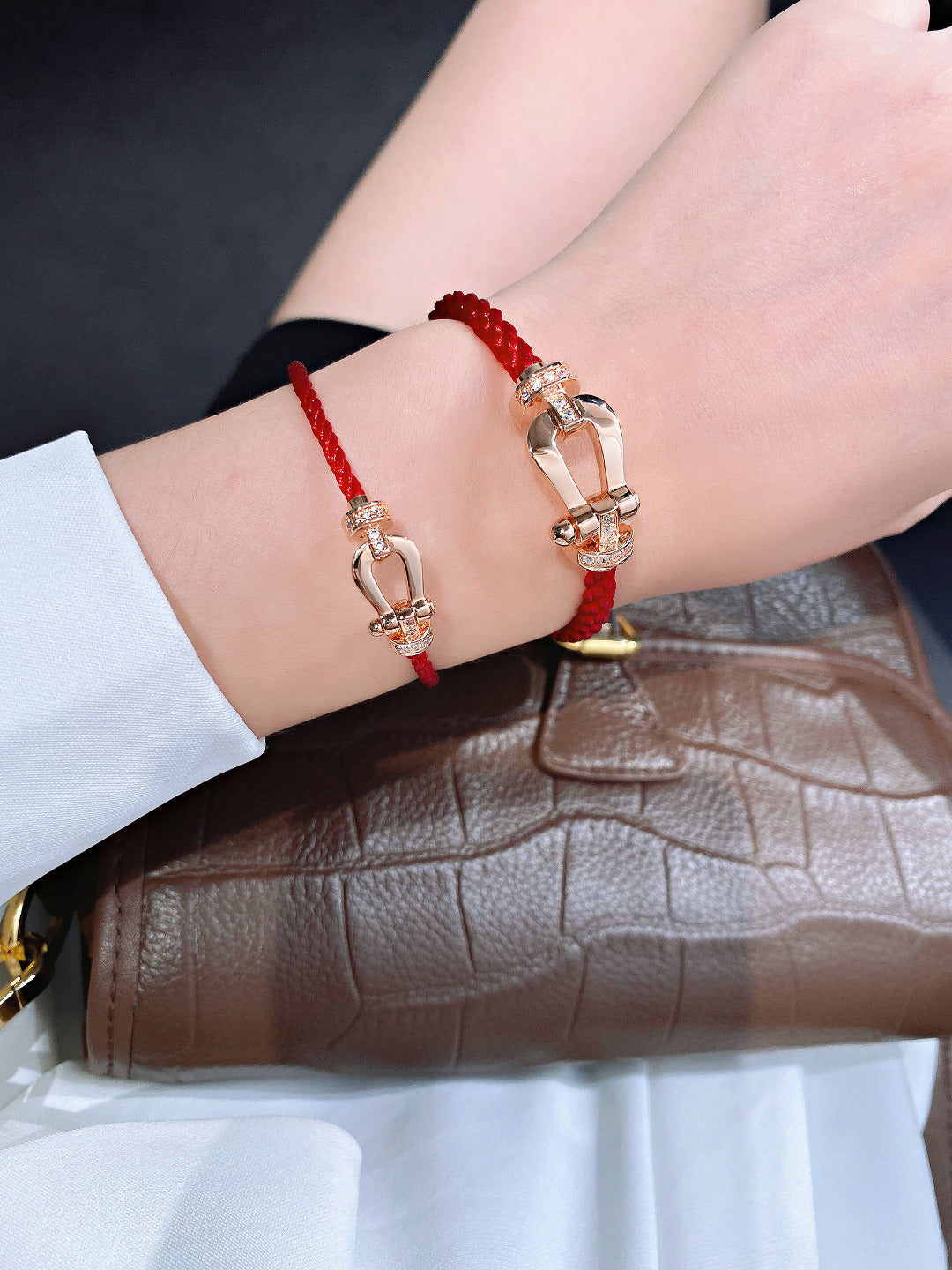 [Vellora-Opalyn]FORCE 10 HALF DIAMOND PINK GOLD RED CORDERI LARGE AND MEDIUM MODEL