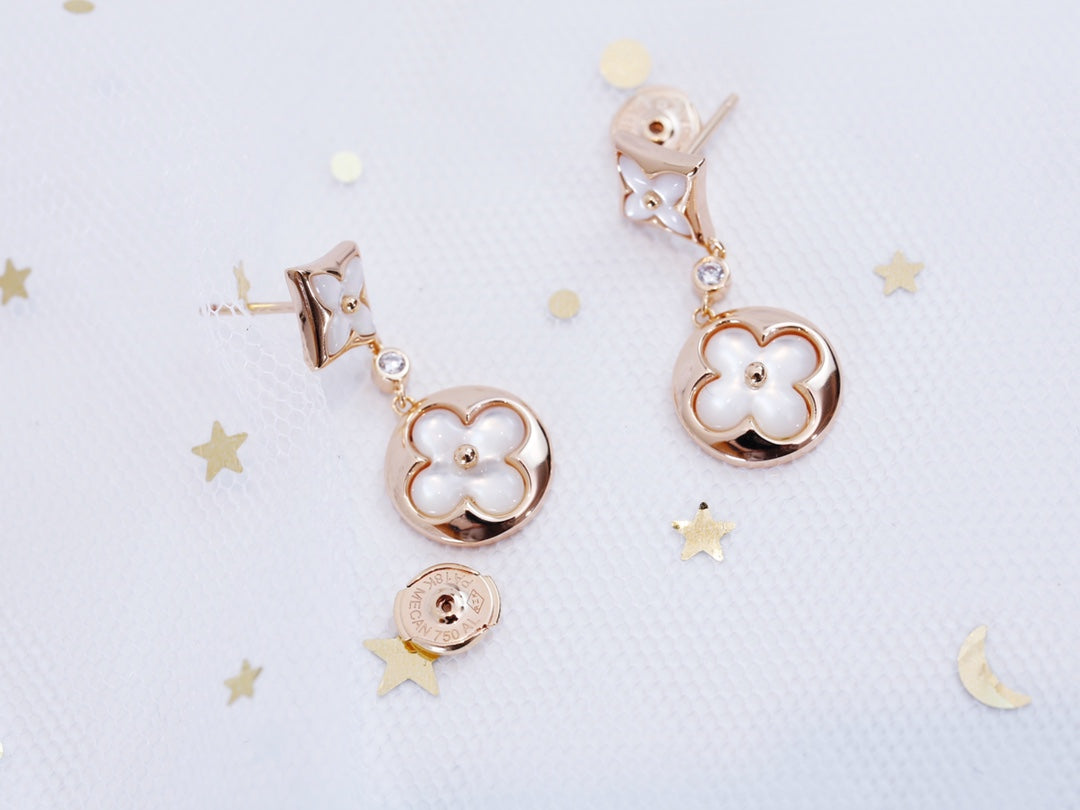 [Vellora-Opalyn]STAR AND SUN PINK GOLD MOP DROP EARRINGS
