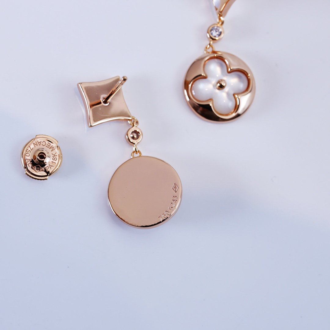 [Vellora-Opalyn]STAR AND SUN PINK GOLD MOP DROP EARRINGS
