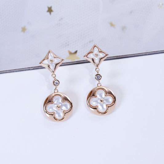 [Vellora-Opalyn]STAR AND SUN PINK GOLD MOP DROP EARRINGS