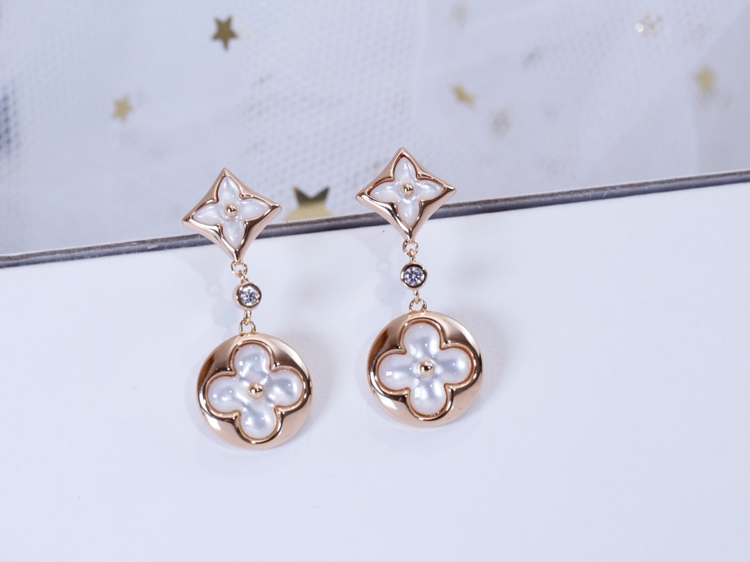 [Vellora-Opalyn]STAR AND SUN PINK GOLD MOP DROP EARRINGS
