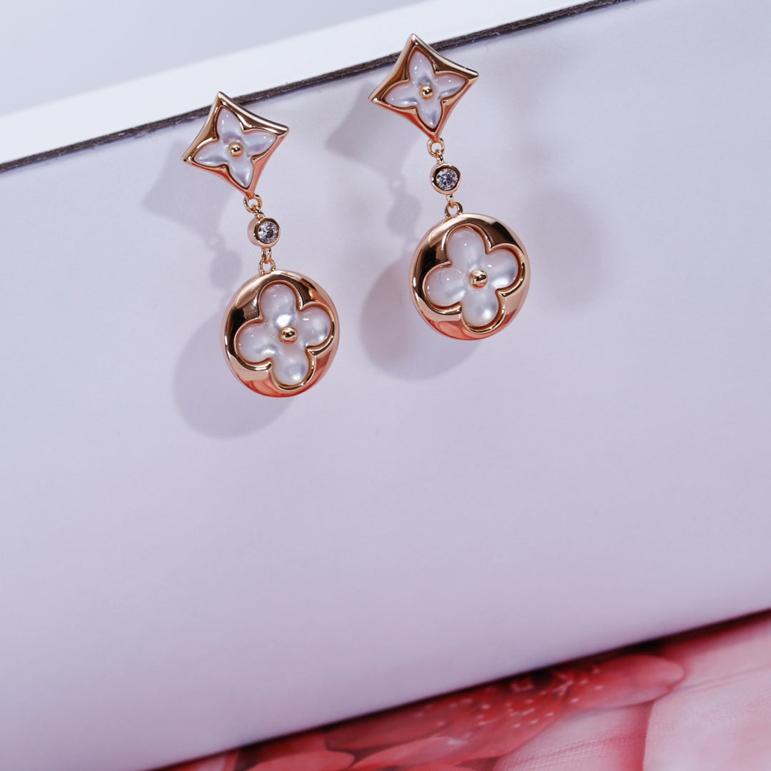[Vellora-Opalyn]STAR AND SUN PINK GOLD MOP DROP EARRINGS