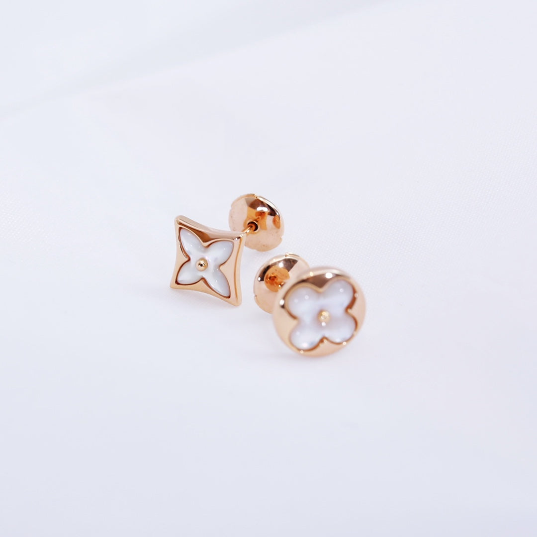 [Vellora-Opalyn]STAR AND SUN PINK GOLD MOP STUD EARRINGS