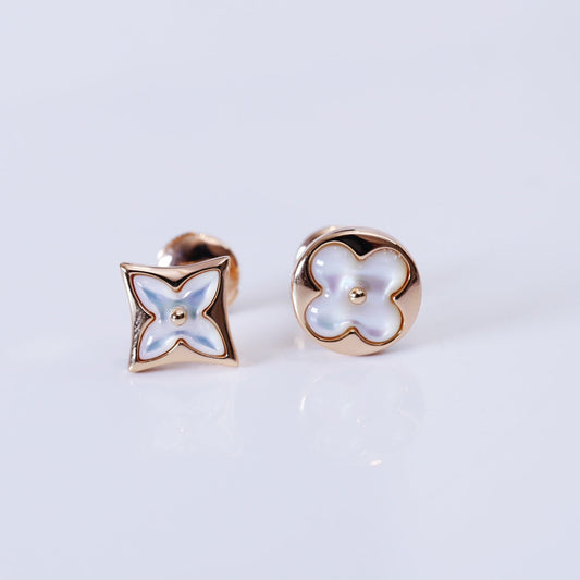 [Vellora-Opalyn]STAR AND SUN PINK GOLD MOP STUD EARRINGS