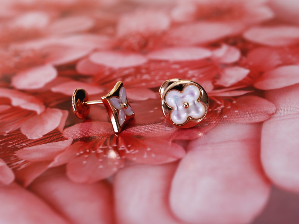 [Vellora-Opalyn]STAR AND SUN PINK GOLD MOP STUD EARRINGS