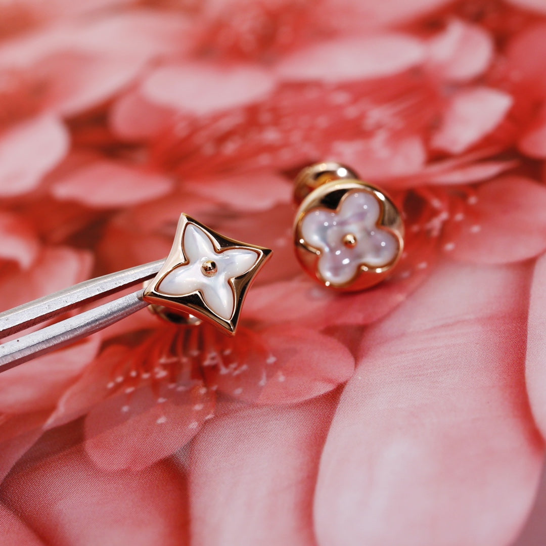 [Vellora-Opalyn]STAR AND SUN PINK GOLD MOP STUD EARRINGS