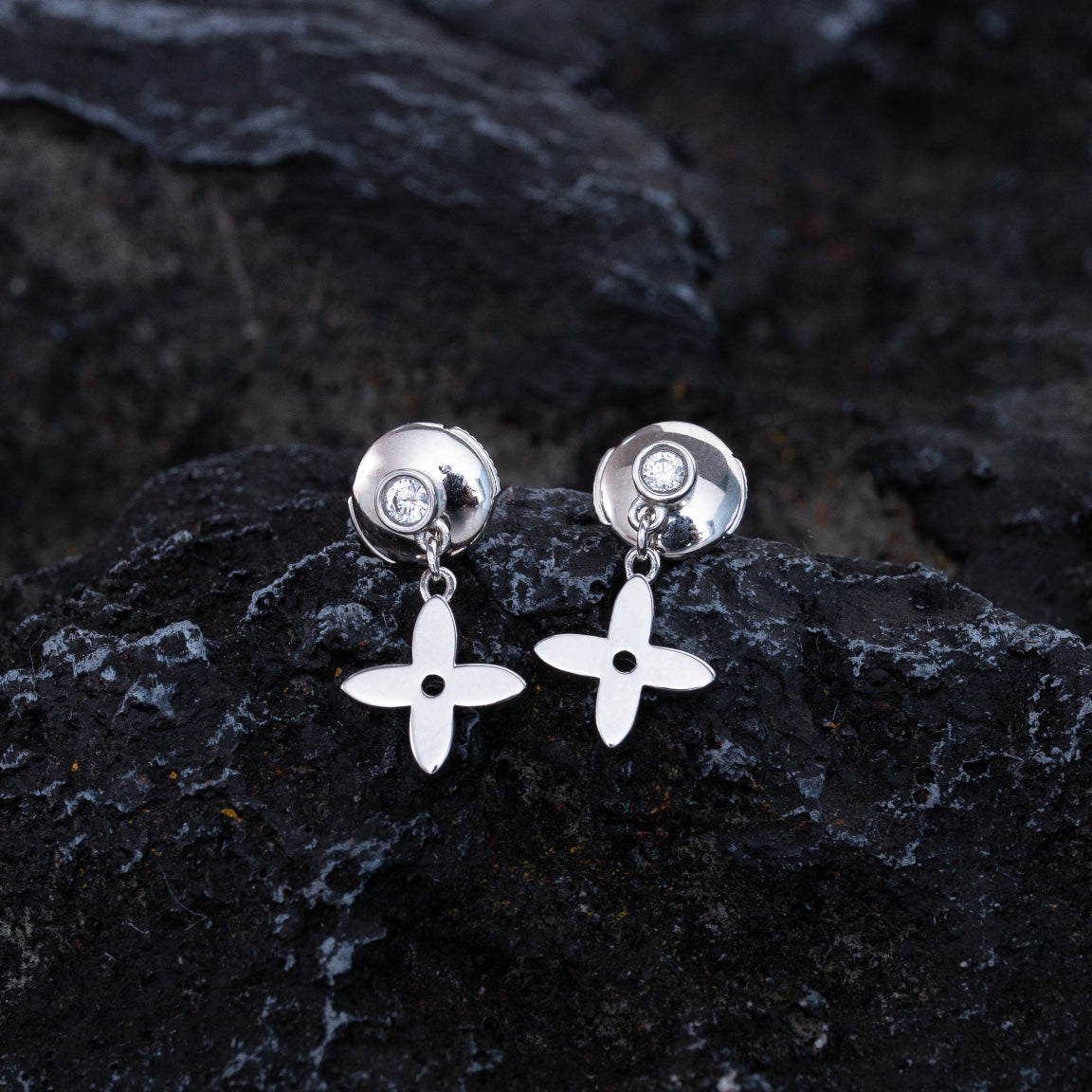 [Vellora-Opalyn]VIDYLLE SILVER DIAMOND MINI DROP EARRINGS