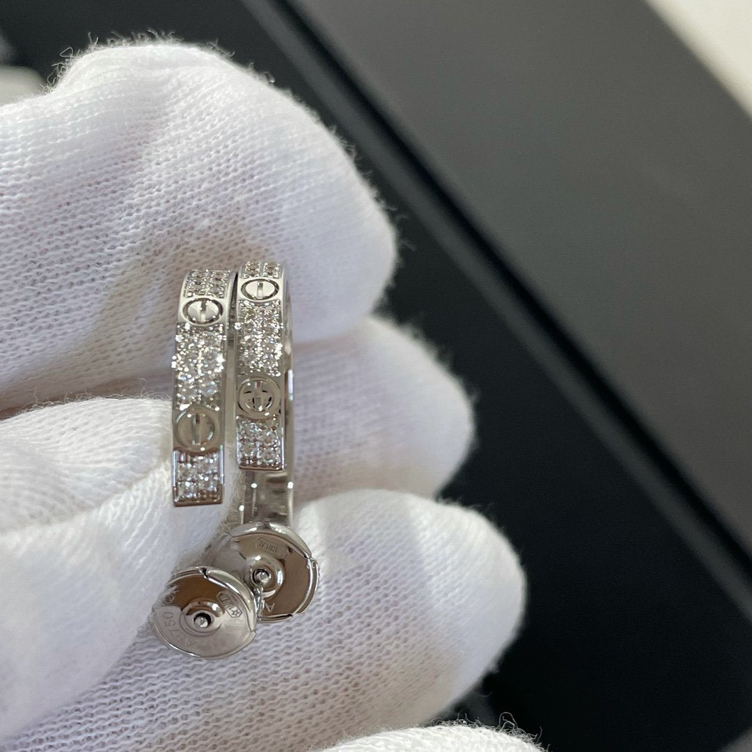 [Vellora-Opalyn]LOVE DIAMOND SILVER HOOP EARRINGS