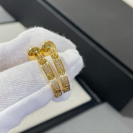 [Vellora-Opalyn]LOVE DIAMOND GOLD HOOP EARRINGS