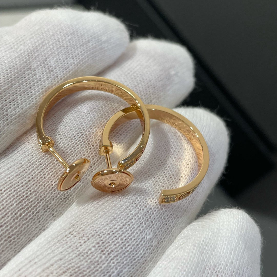 [Vellora-Opalyn]LOVE DIAMOND PINK GOLD HOOP EARRINGS