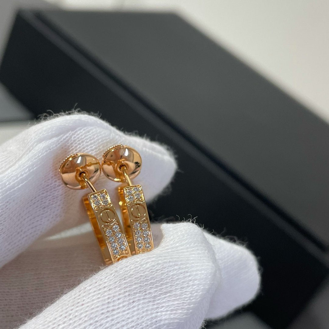 [Vellora-Opalyn]LOVE DIAMOND PINK GOLD HOOP EARRINGS