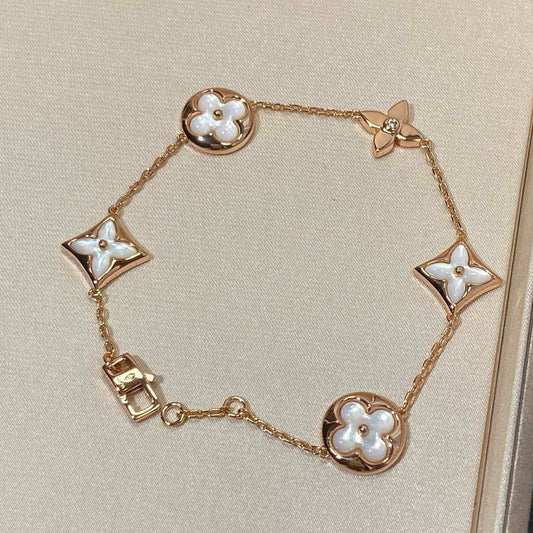 [Vellora-Opalyn]STAR AND SUN 5 MOTIF MOP PINK GOLD BRACELET