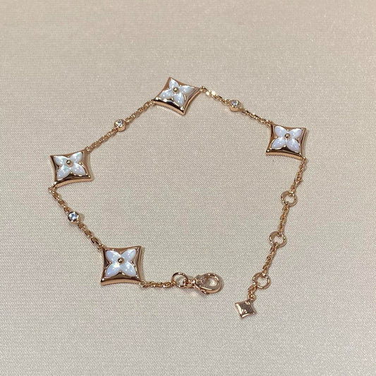 [Vellora-Opalyn]STAR 4 MOTIF MOP DIAMOND PINK GOLD BRACELET