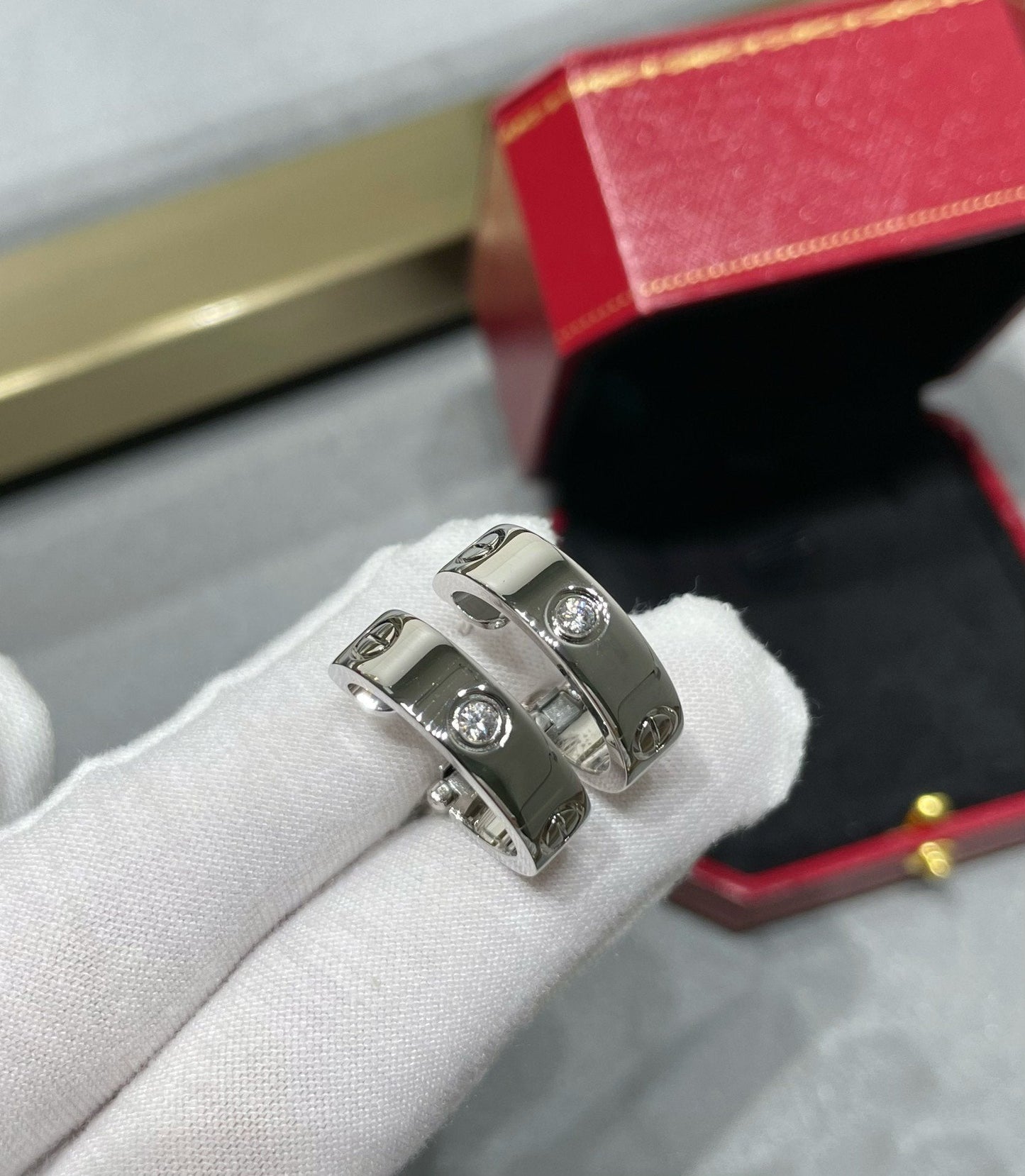 [Vellora-Opalyn]LOVE 5.5MM 1 DIAMOND EARRINGS
