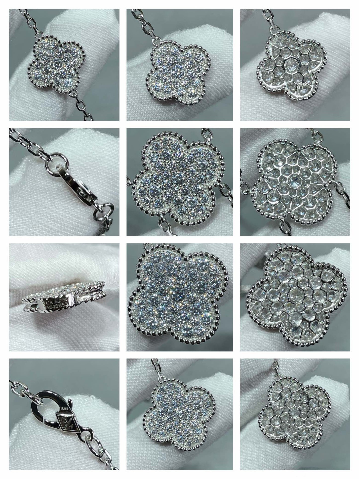 [Vellora-Opalyn]CLOVER 6 MOTIF DIAMOND PAVED NECKLACE