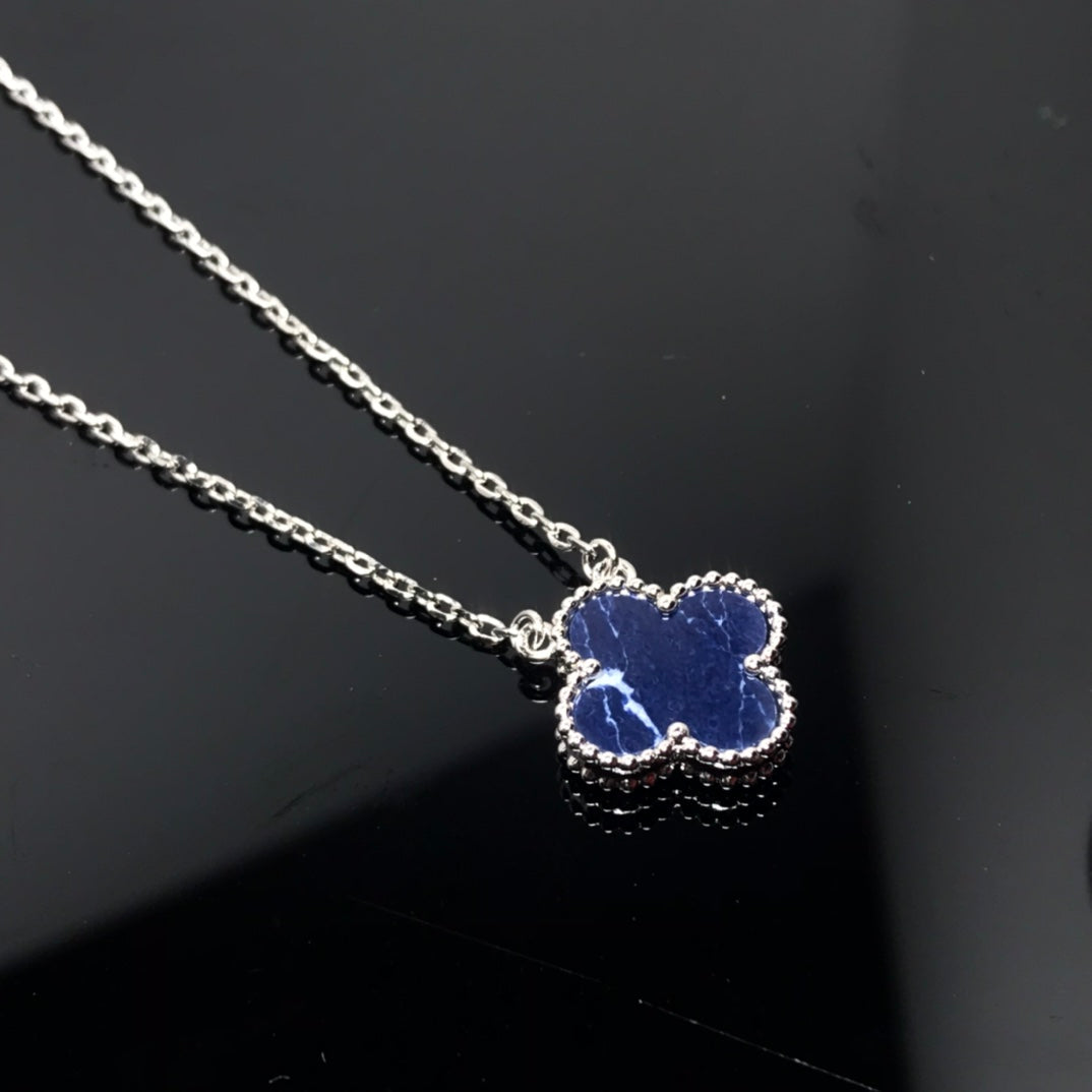 [Vellora-Opalyn]CLOVER PIETERSITE SILVER LONG NECKLACE