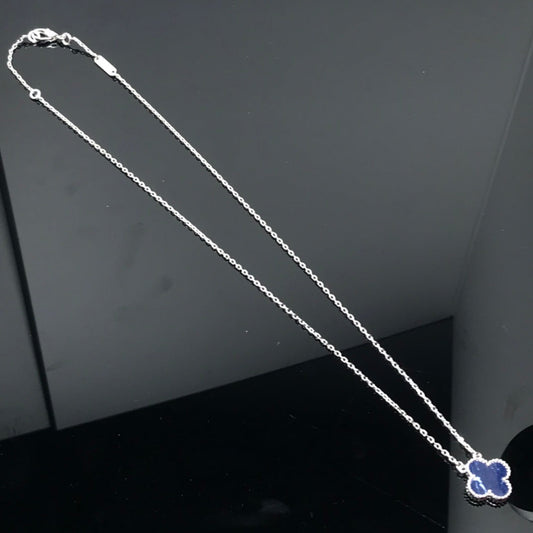 [Vellora-Opalyn]CLOVER PIETERSITE SILVER LONG NECKLACE