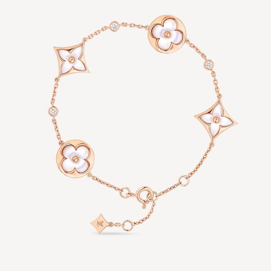 [Vellora-Opalyn]STAR AND SUN 4 MOTIF WHITE MOP PINK GOLD BRACELET
