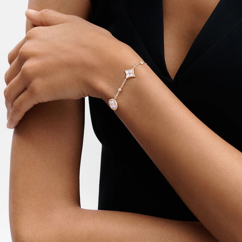 [Vellora-Opalyn]STAR AND SUN 4 MOTIF WHITE MOP PINK GOLD BRACELET