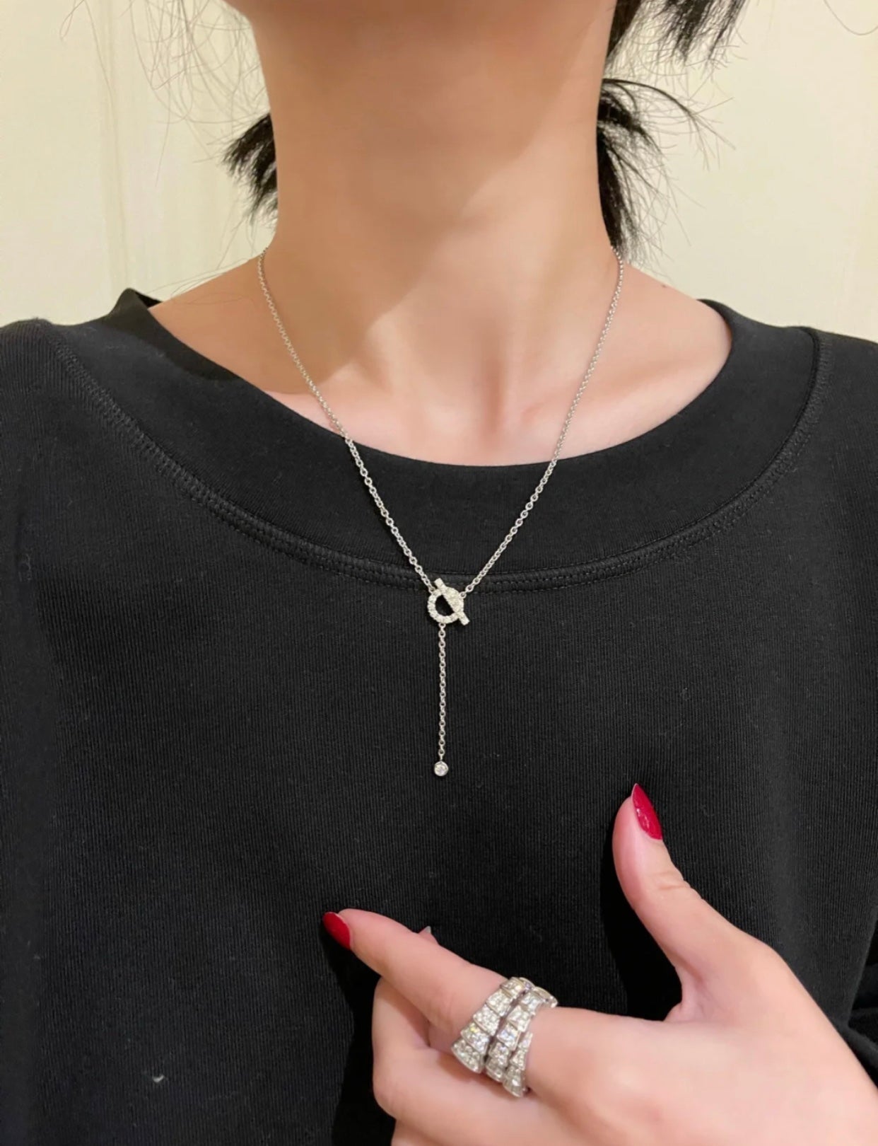 [Vellora-Opalyn]FINESSE SILVER DIAMOND NECKLACE