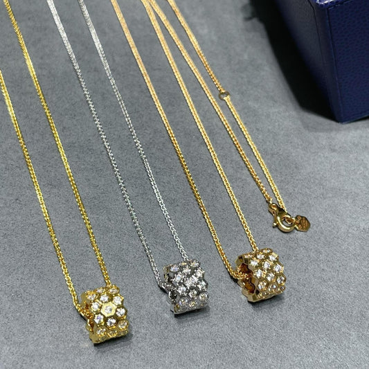[Vellora-Opalyn]BEE LOVE DIAMOND PAVED 3 ROW NECKLACE