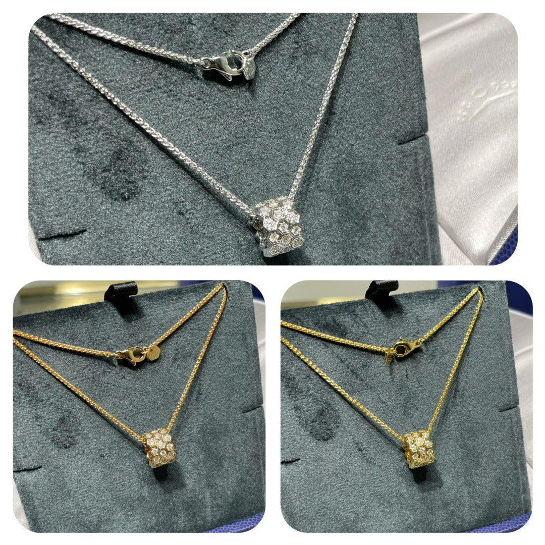 [Vellora-Opalyn]BEE LOVE DIAMOND PAVED 3 ROW NECKLACE