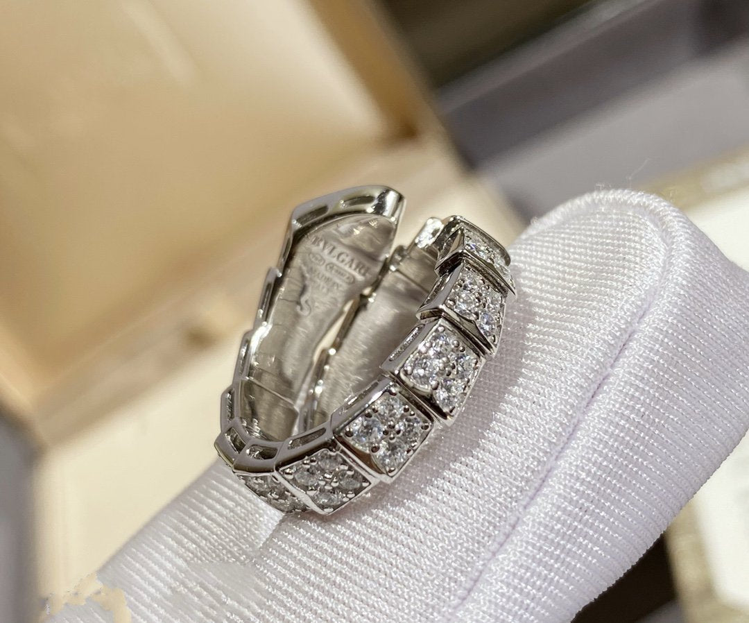 [Vellora-Opalyn]SERPENTI RING SILVER DIAMOND PAVED