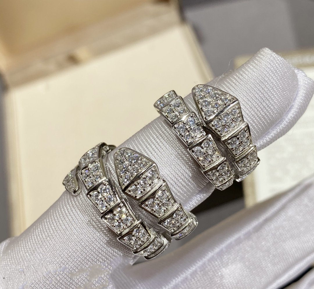 [Vellora-Opalyn]SERPENTI RING SILVER DIAMOND PAVED