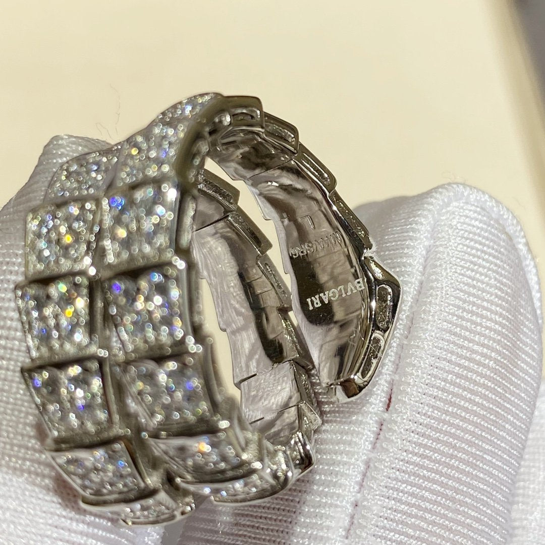 [Vellora-Opalyn]SERPENTI DOUBLE RING SILVER DIAMOND PAVED