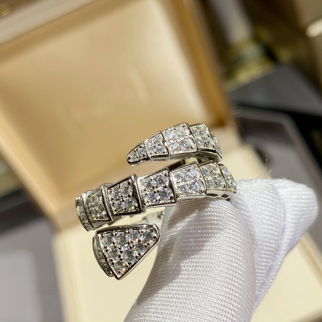 [Vellora-Opalyn]SERPENTI DOUBLE RING SILVER DIAMOND PAVED