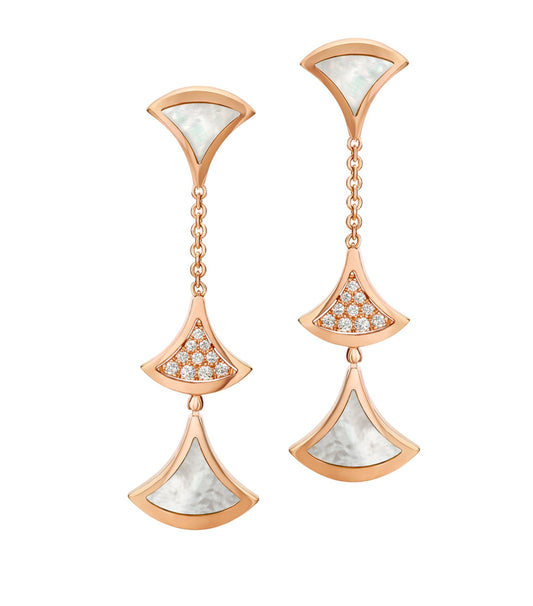 [Vellora-Opalyn]DREAM EARRINGS 3 MOTIFS DIAMOND MOP PINK GOLD