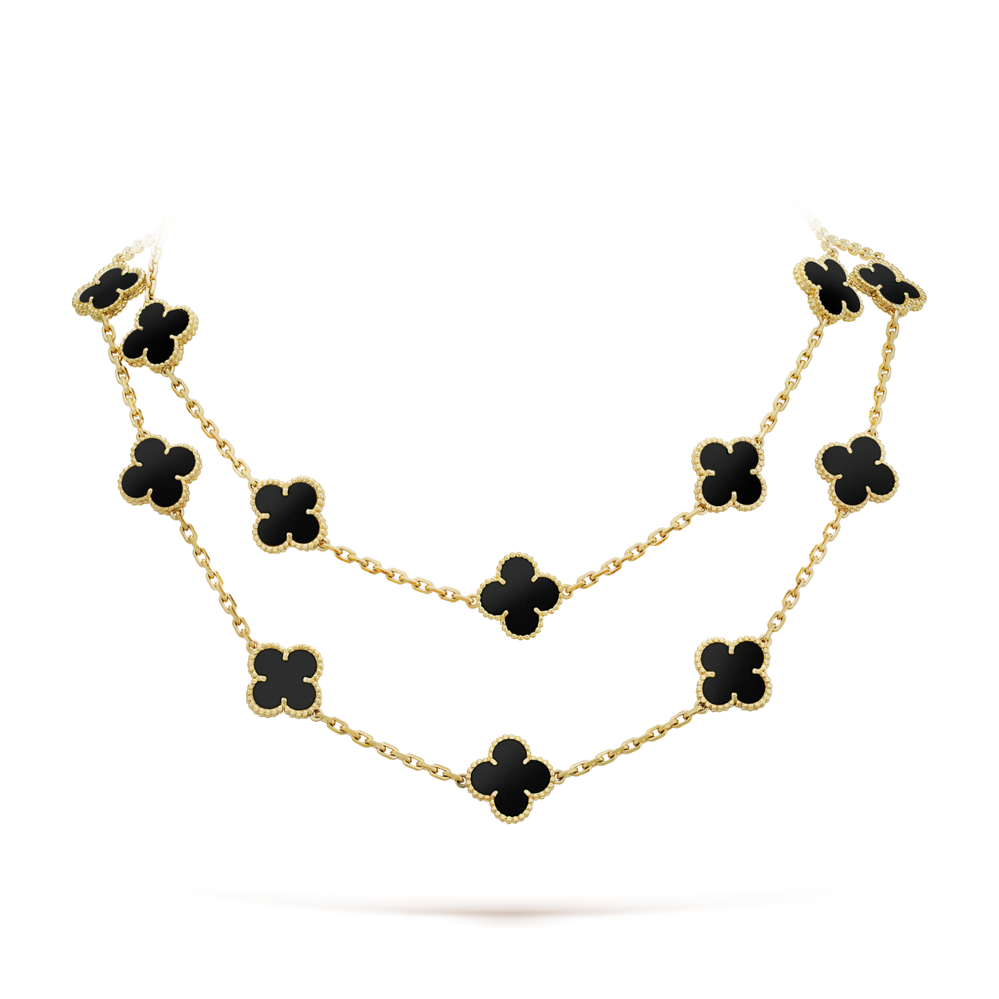 [Vellora-Opalyn]CLOVER 20 MOTIFS ONYX NECKLACE