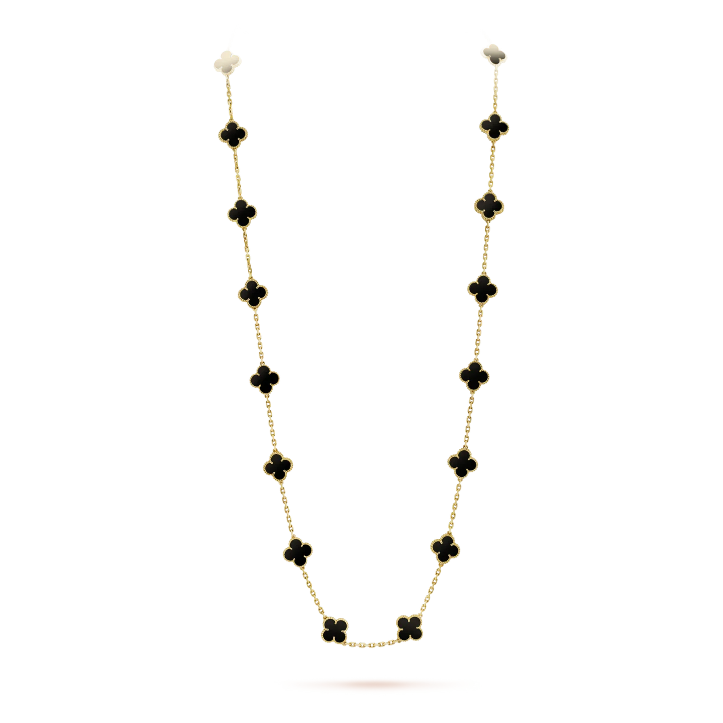 [Vellora-Opalyn]CLOVER 20 MOTIFS ONYX NECKLACE