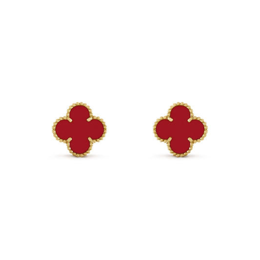 [Vellora-Opalyn]CLOVER MINI 9.5MM CARNELIAN EARRINGS