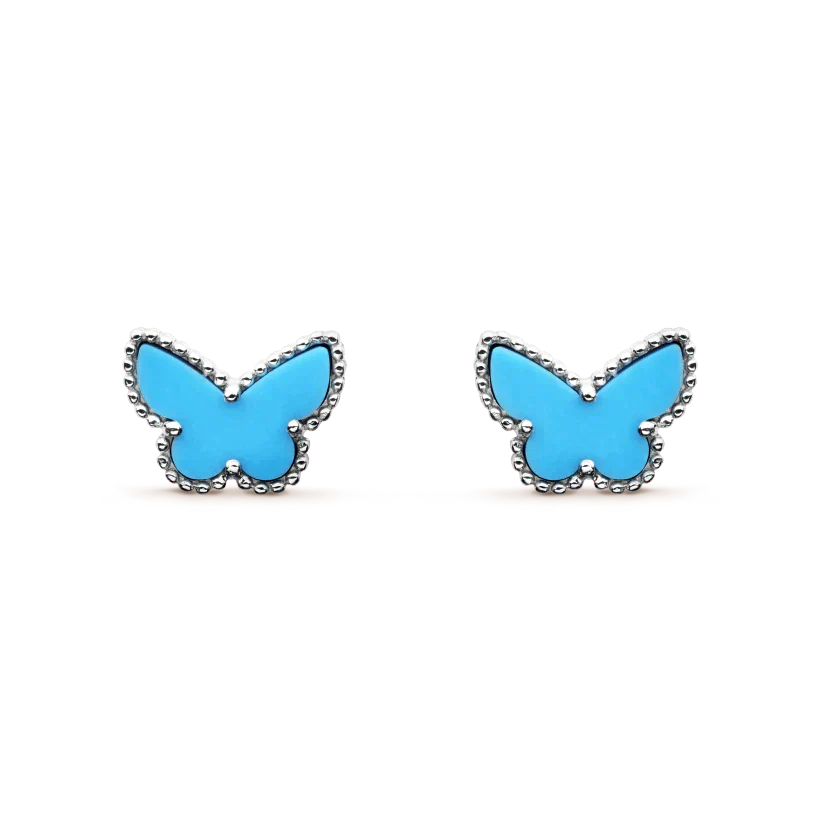 [Vellora-Opalyn]BUTTERFLY TURQUOISE EARRINGS SILVER