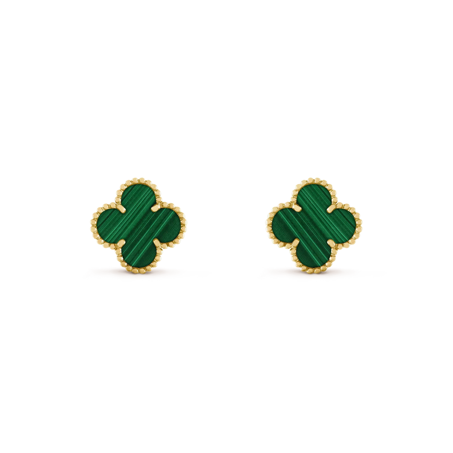 [Vellora-Opalyn]CLOVER MEDIUM 1 MOTIFS MALACHITE  EARRINGS