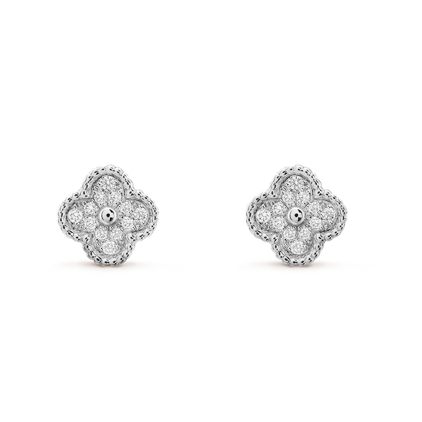 [Vellora-Opalyn]CLOVER MINI DIAMOND STUD EARRINGS
