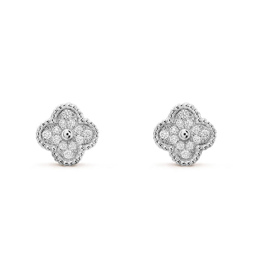 [Vellora-Opalyn]CLOVER MINI DIAMOND STUD EARRINGS