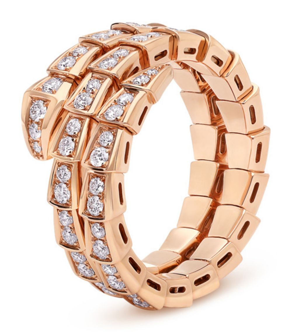 [Vellora-Opalyn]SERPENTI RING PINK GOLD DIAMOND DOUBLE ROW